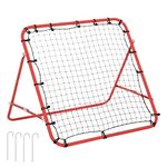 HOMCOM Adjustable Soccer Rebounder Training Net, Lacrosse Baseball Volleyball Rebounder Training Equipment Aid for Kickback Target Goal Play, Red