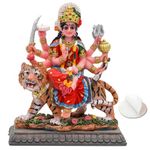 Small Maa Durga MATA Statue - 4.1” H Durga on Tiger Sculpture India God Hindu Goddess Murti Hindu Pooja Item for Home Office Temple Mandir Altar Puja Diwali Gifts Diwali Decor