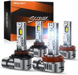 SEALIGHT H11/H9/H8 and 9005/HB3 Fog Lights Combo, 60,000LM Wider Driving Vision, 1:1 Design 9005 H11 Fog Lamps, Daytime Running Lights, Plug and Play, Pack of 4