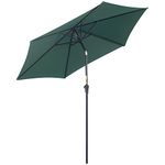 Outsunny 2.6M Garden Parasol Umbrella with Tilt and Crank, Outdoor Sun Parasol Sunshade Shelter with Aluminium Frame, Green