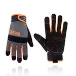 HANDLANDY Utility Work Gloves Mens & Women, Safety Mechanic Working Gloves Touch Screen, Flexible Breathable Yard Gloves (Medium, Orange-Men Size)