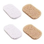 4 PCS Soap Saver, Soap Lift Eco-Friendly Soap Holder Recyclable Non Slip Soap Dish Pad Natural White Soap Press Loofah Soap Rest Travel Soap Tin Soap Drainer for Bathroom Kitchen Shower Old Soap