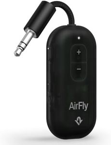 AirFly Pro 2 – Bluetooth Adapter for Airplane, Pair 2 AirPods or Wireless Headphones – 3.5mm AUX Bluetooth Transmitter for Cars, Boats, Treadmills, TVs– Airplane Travel Essentials, Black Ice
