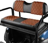 NOKINS Golf Cart Diamond Vinyl Seat Covers, Fit Club Car Precedent DS EZGO RXV TXT Yamaha Drive Aftermarket Regular Rear Seat Cushion, No Stapler, Multiple Colors and Breathable (Dark Brown&Black)