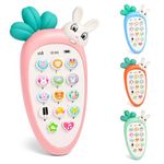 VGRASSP Radish Style Cute Rabbit Face Pretend Play Cell Phone Toy for Kids, Toddlers with Music, Ringtones, Lights - Birthday Party Favors and Gifts for Boys and Girls(Multicolor)