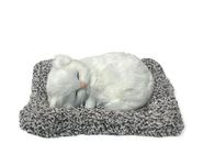 TREK TOYS WORLD Sleeping Cat Plush Toy with Press Simulation Sound, Stuffed Cat Animal Fur Soft Toys with Sound for Kids Car Dashboard Cat & Office Desk Decoration