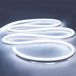 iNextStation Neon LED Strip Light 5M, DC 12V White 6000K LED Lights Strip Flexible Waterproof IP65 LED Neon Rope Light for Bedroom Kitchen Indoors Outdoors DIY Decor [ No Power Adapter]