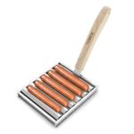Tower BBQ Hot Dog Roller with Wooden Stay Cool Handle, Robust Construction, Stainless Steel, T932024
