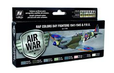 Vallejo"Model Air WWII RAF Day Fighters" Acrylic Paint Kit for Air Brush - Assorted Colours (Pack of 8),17 ml (Pack of 8)