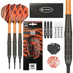 TARGET Darts Raymond van Barneveld RVB 18g Brass Soft Tip Darts Set | Darts Accessories Gift Pack | Includes Dart Barrels, Pro Grip Darts Stems, Dart Flights, Dart Points, Darts Case