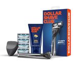 Dollar Shave Club | Premium Shave Set | 4 Swift Rinse Refill Cartridges, 1 Heavy Metal Handle, 1 Shave Butter 3 ounce, 1 Razor Cover