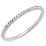 Dazzlingrock Collection Round White Diamond Stackable Wedding Band for Women (0.08 ctw, Color I-J, Clarity I2-I3) in 10K White Gold Size 7