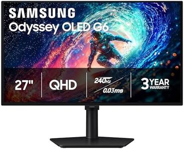 Samsung 27" Odyssey OLED G6 (G61SH) Gaming Monitor - QD-OLED, QHD (1440P), 240Hz, 0.03ms, Glare-Free, Pantone Validated, HDR10, Height-adjustable stand, OLED Safeguard, 3 Year Warranty, LS27HG612SNXZA