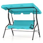 Tangkula 3 Seater Canopy Swing Glider Hammock Garden Backyard Porch Cushioned Steel Frame Swing (Turquoise)