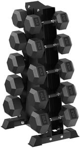 HANDBODE Hex Rubber Dumbbell Set, Non-Slip Handle Design for Secure & Comfortable Grip, Hand Weights with Rack for Strength Training and Home Gym / 400 LB (Pair of 30, 35, 40, 45, 50 lb)