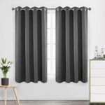 CUCRAF Dark Grey Blackout Curtains 45 inch Length, Thermal Insulated Room Darkening Small Window Curtains for Bedroom,Light Blocking Drapes for Kitchen Living Room,Set of 2 Panels, 52 x 45 Inch