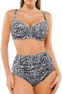 Popilush High Waisted Bikini Sets for Women Tummy Control Two Piece Shapewear Swimsuit Ruched Push Up Bathing Suit