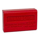 Maison du Savon de Marseille - French Soap made with Organic Shea Butter - Raspberry Fragrance - 125 Gram Bar