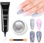 Makartt 3D Nail Gel with Holographic Chrome Nail Powder Kit, Clear Sculpting Glue for Nail Art, Molding Craving Gel and Rainbow Laser Effect Glitter Powder Set for Nail Decoration Manicure Charms