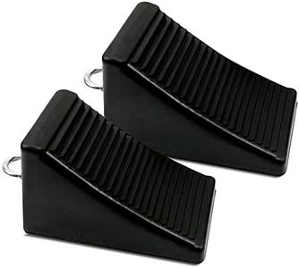 ROBLOCK 2 Pack Rubber Wheel Chock Black Wheel Wedge with Eyebolt, 7.8" Length x 3.5" Width x 3.9" Height