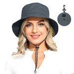 SLOWTOWN Packable Bucket Hat Women Outdoor Fishing Sun Hat Summer Lightweight Hat Men UV Protection Hat (Deep Grey, One Size)