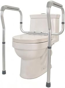 Toilet Safety Rails, with Adjustable Height & Width, Adjustable Toilet Safety Frame, Toilet Support Rail for Handicap and Disabled, Fits Most Toilet, Grey, 136kg Weight Capacity