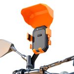 Portronics Mobike 5 Plus Mirror Mount Mobile Holder with Sunshade & Light Rain Protection, One-Press Release, 360° Rotation, 4-Point Grip Lock, Fits 5.4–6.7 Inch Smartphones, for Maps & Navigation