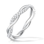 SAMIOVJ Moissanite Twisted Rope Wedding Band, D Color VVS1 18K White Gold Plated 925 Sterling Silver Moissanite Eternity Ring for Women