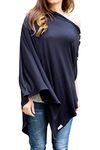 Byrd & Blume Super Soft Breastfeeding Cover, Nursing Cover, Shawl, Wrap, Scarf, Poncho, Swaddle, Stroller Blanket & Baby Car Seat Cover, 100% Viscose, Oeko-Tex Certified, 60" x 28" (Navy)