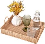 GRANNY SAYS Rectangle Serving Tray, Coffee Table Tray, Wicker Serving Trays with Handles, Decorative Tray for Coffee Table, Woven Tray for Living Room, 15 ¾"×11 ½"×2 ¼"