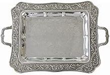 Silver Plated Shabbat Candlestick Tray with Handles 17 Inches X 13.5 Inches