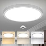 Yafido 28W 2800LM LED Ceiling Light with Motion and Twilight Sensor, Ø30cm 3Colors 3000K/4000K/6000K Round Ceiling Light with Motion Detector, for Hallways, Stairs, Porches, Garages, Balconies