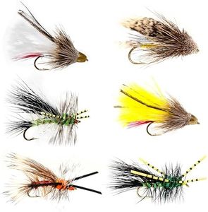 24 Marabou Muddler Minnow and Stimulator Rubber Legs Fly Fishing Flies Assortment - Trout and Bass Streamer, Dry Fly and Wet Flies Fly Fishing Fly Assortment