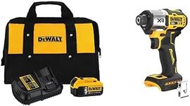 DEWALT 20V MAX 5.0 Ah Battery Charger Kit with Bag (DCB205CK) & 20V MAX XR Cordless Impact Driver, Brushless, 3-Speed, Tool Only (DCF845B)