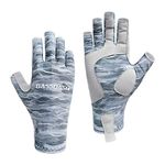 Bassdash ALTIMATE Sun Protection Fingerless Fishing Gloves UPF 50+ Men’s Women’s UV Gloves for Kayaking Paddling Hiking Cycling Driving Shooting Training (Grey Camo, M)