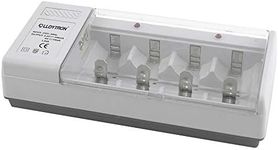 LLOYTRON Universal Home Battery Charger for AA / AAA / C / D / 9V (PP3) NiMh / NiCd Rechargeable Batteries - Charge 2 or 4 Batteries at Once - B044 - Grey
