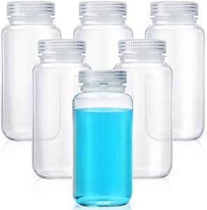 Tatuo 6 Pcs 34 oz Transparent Wide Mouth Lab Reagent Bottle Polypropylene Sample Bottle Sealed Leakproof PP Plastic Bottle with Lid for Laboratory Classroom Storage at Home