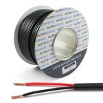 Automotive FLAT Twin 2 Core Cable 12v 24v Thin Wall Wire (25 AMP Rated 2mm²) 5/10/30/50/100 Metre (10 Metre Coil)