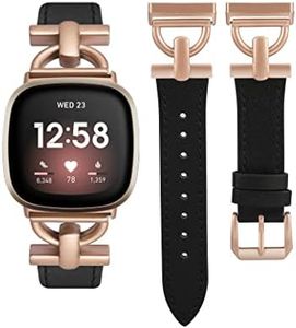 Wearlizer Leather Band Compatible with Fitbit Sense Bands/Fitbit Versa 3 Bands/Sense 2 Bands/Versa 4 Bands Women, Dressy Leather Strap with D-Shape Metal Buckle for Versa 3 4/Sense/Sense 2 Smartwatch