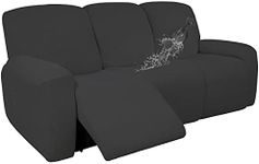 Easy-Going 100% Dual Waterproof Recliner Sofa Cover, 8-Pieces Stretch Relining Couch Cover with Pocket, Jacquard 3 Seat Sofa Slipcover Leakproof Washable (Sofa, Dark Gray)