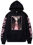 OLIPHEE Anime Hoodie Cosplay Costume Men Women Pullover Cartoon Nezuko Sweatshirt Black 4XL