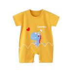 Bold N Elegant Bow Tie Cute Print Newborn Baby Party Rompers Jumpsuit Baby Onesie Bodysuit for Infant Toddler Boy Girl Little Kids (0-3 Months, Yellow Dino)