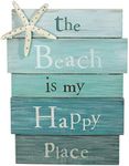 Grasslands Road Wall Starfish GR Beach is My Happy Place Plaque, Medium, White, Blue