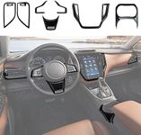 INTGET 4PCS for 2020 2021 2022 2023 Subaru Outback Accessories Subaru Legacy Accessories Carbon Fiber, Navigation Screen Panel, Cup Holder Cover, Steering Wheel Cover, Side AC Vent Covers
