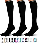 SB SOX 3-Pair Compression Socks for Women & Men (15-20mmHg) – Womens Compression Socks for Pregnancy, Maternity, Wide Calf & All Day Wear! (XXL, 01 – Solid Black)