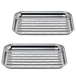 GOURMEO BBQ Grill Basket Set of 2 - Stainless Steel Baskets for Outdoor Grilling - Barbecue Vegetable and Meat Tray with Holes