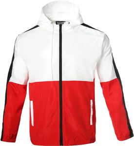 YUBIKWETE Lightweight Men's Windbreaker - Breathable Hooded Jacket for Outdoors & Commutes(E-whitered, 2XL)