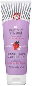 First Aid Beauty - KP Bump Eraser Body Scrub with 10% AHA, Keratosis Pilaris Exfoliator with Glycolic and Lactic acids, Helps Reduce Chicken Skin Bumps, Safe for Sensitive Skin, Strawberry Scent, 8 oz