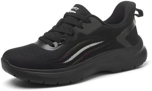 Treesky Non Slip Work Shoes for Women in Food Service - Slip Resistant, Comfortable & Lightweight Sneakers, Suitable for Restaurant, Kitchen & Nursing Crews (Black, Size 7.5)
