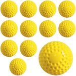 POPFRO Softballs 12 Pack Dimpled Softballs, 11-Inch Pitching Machine Softballs for Hand-Eye Coordination, Hitting and Fielding Practice (Yellow)